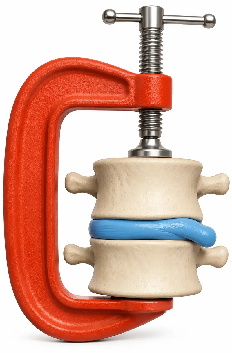 Compressione di un disco intervertebrale come in una morsa